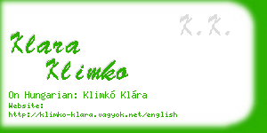 klara klimko business card